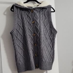 Grace & Lace Charcoal Cable Knit Sweater Vest